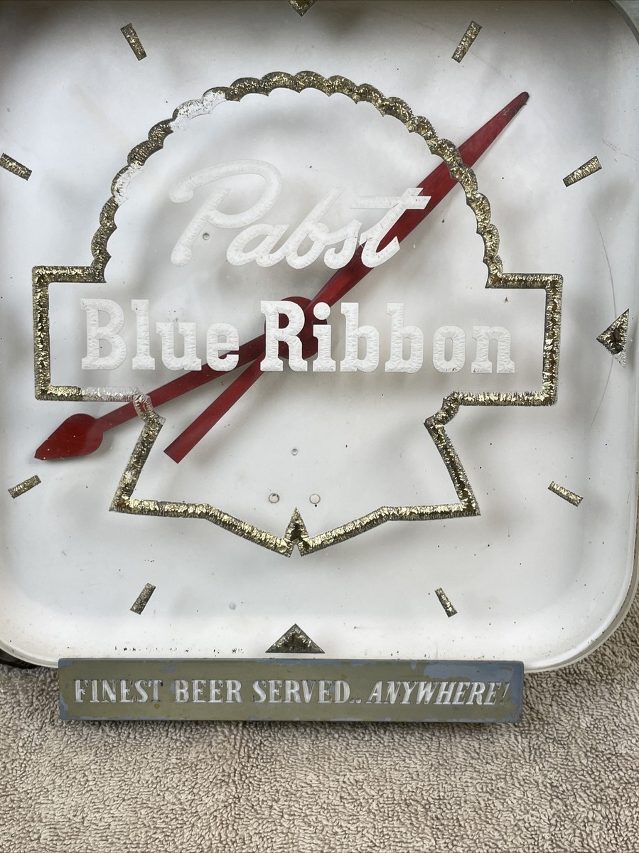 Vintage Pabst Blue Ribbon Electric Advertising Clock PBR Beer Bar