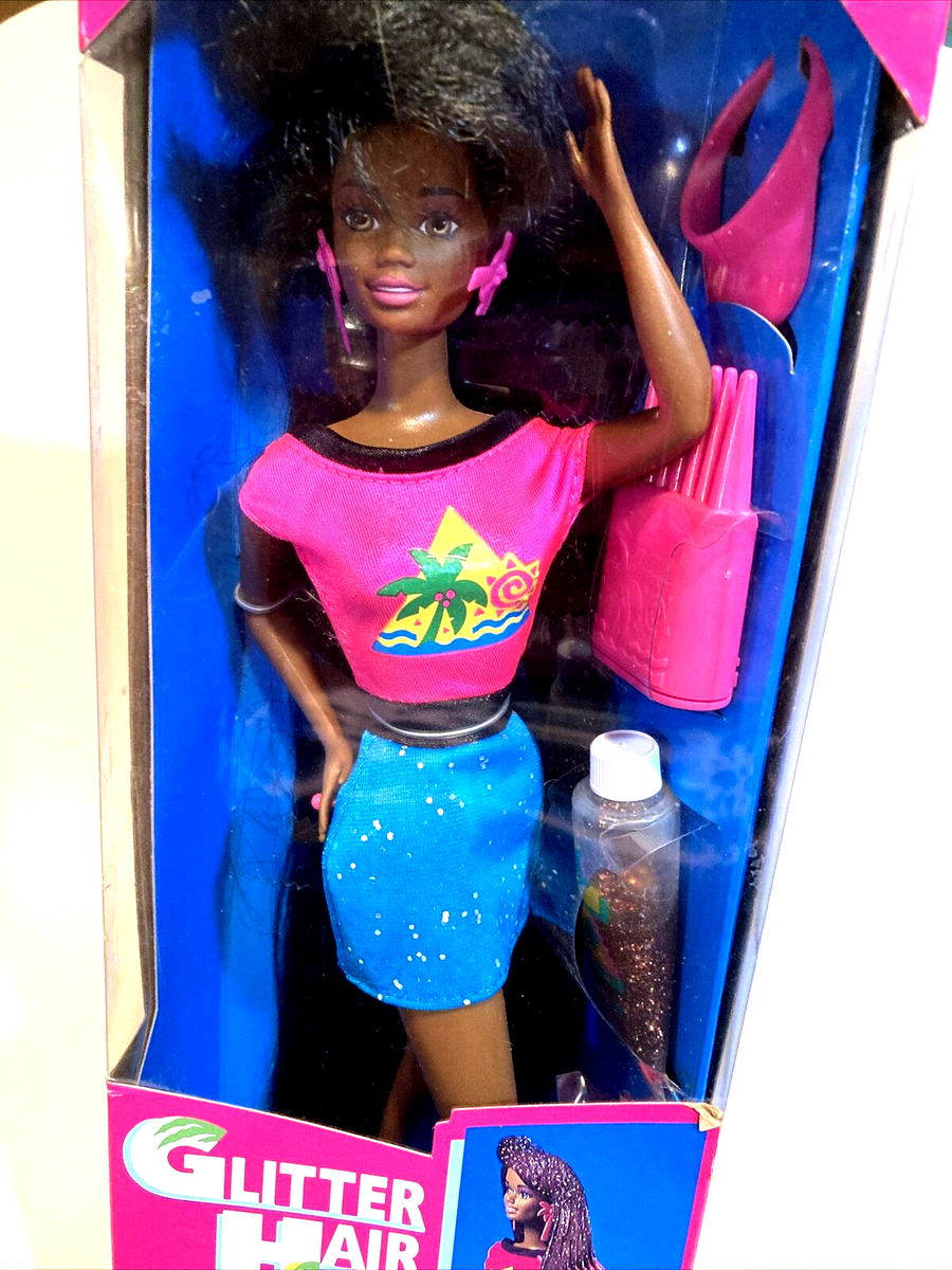 Glitter Hair Barbie African American Long Hair Doll Vintage Mattel