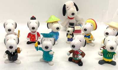 Peanuts Snoopy Figurines Set, 10 - USA Jamaica Poland China Taiwan