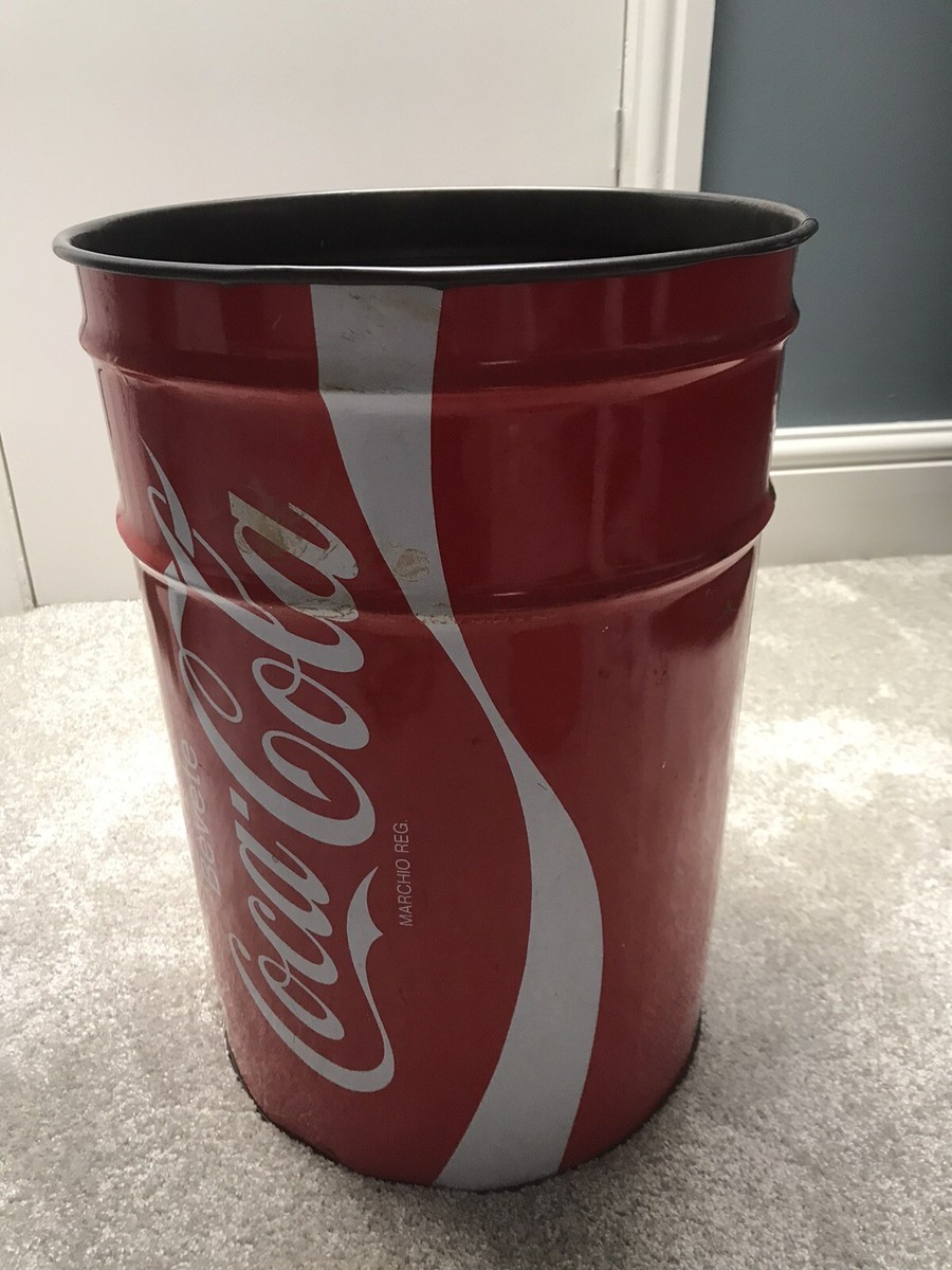 large Coca Cola - bevete - vintage 1970s /80s bin /trash can and