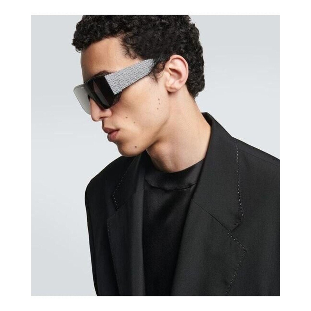 FENDI LAB FE40128I 01A FF Logo Nylon Shield Smoke Light Mirror