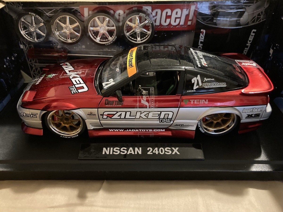 VERY RARE Jada 1:18 Import Racer Nissan 240 SX -Red-Falken Tires
