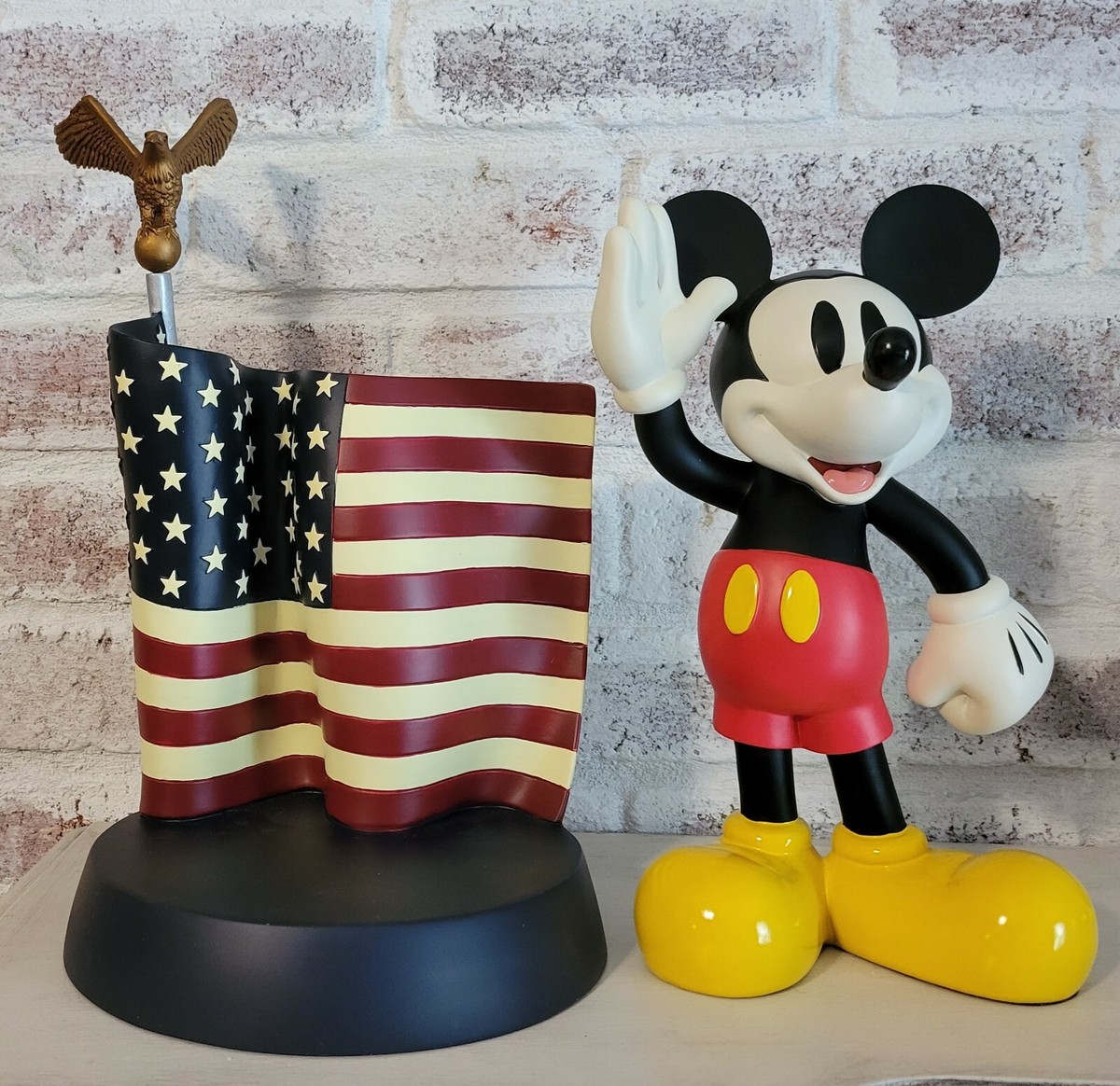 Disney Theme Park Mickey Mouse With Flag Medium Figurine American