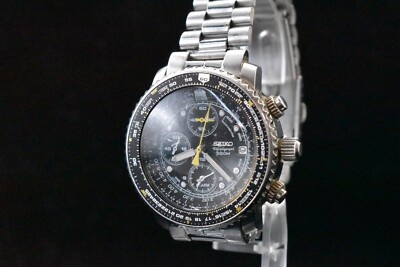 Seiko 7T62-0EB0 Flightmaster Chronograph Tachymeter Mens Watch