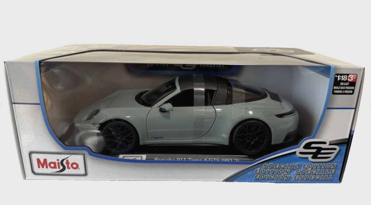 Maisto Porsche 911 Targa 4 GTS (992.2) Gray 1/18 Scale Diecast