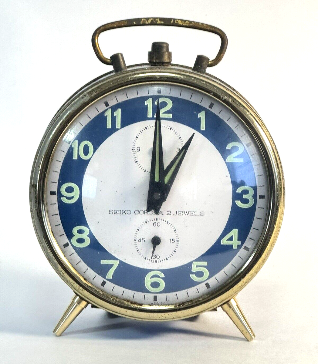 Seiko Corona 2 Jewel Spring Alarm Alarm Clock Made in Japan