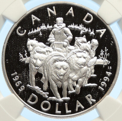 1994 CANADA Elizabeth II RCMP DOG TEAM PATROL Proof Silver $1 Coin