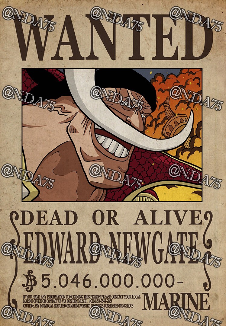 One Piece Wanted Poster - WHITEBEARD **BUY 2 GET 1 FREE! see