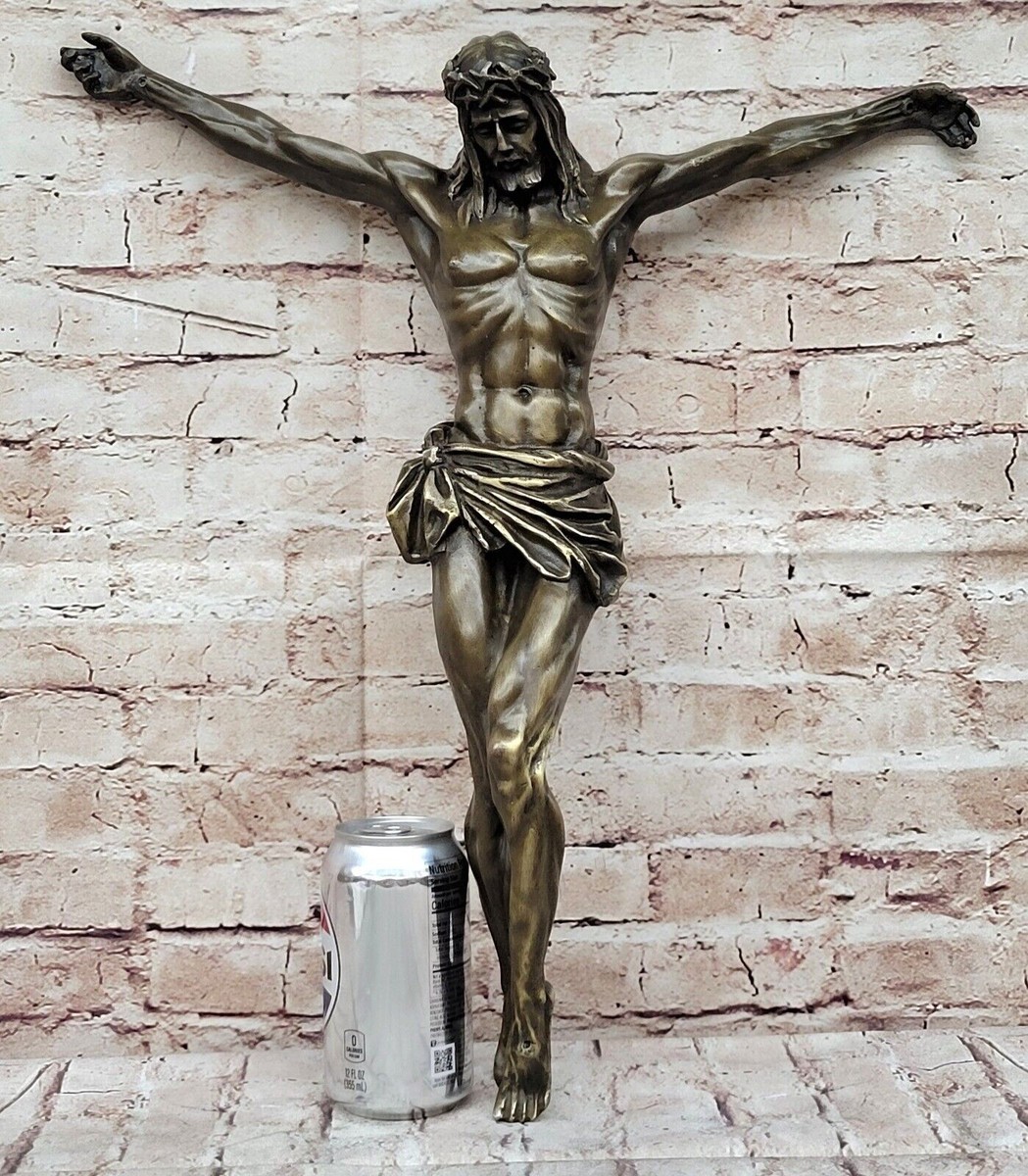 Extra Large Jesus Crucifixion 100% Real Pure Bronze Sculpture