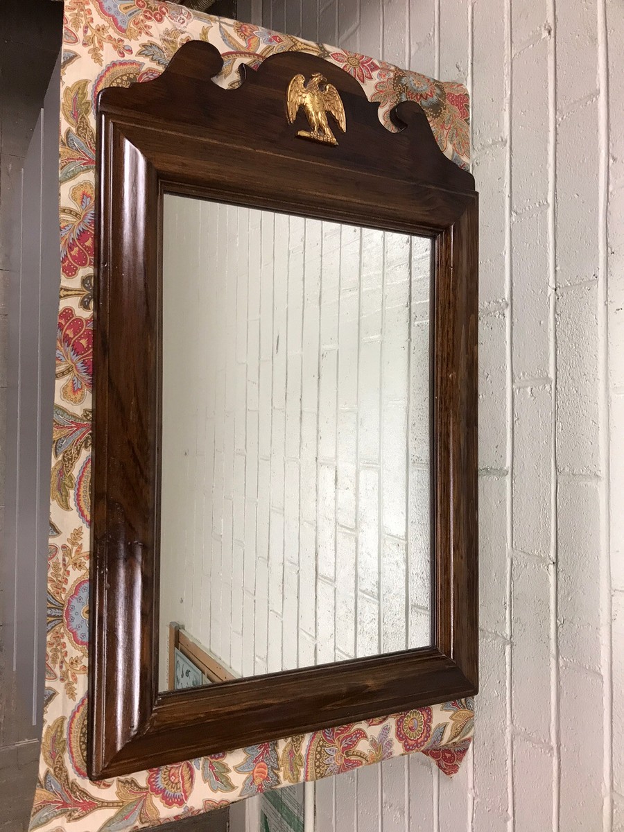 VINTAGE ETHAN ALLEN RECTANGULAR WOOD EAGLE WALL MIRROR 28 3/4 X 18
