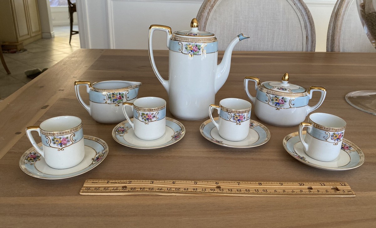 Vintage Noritake Demitasse Tea Coffee Set - Service for 4 - Floral