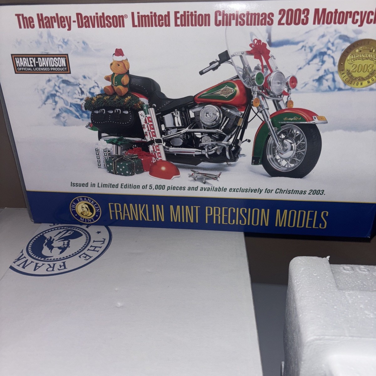 FRANKLIN MINT HARLEY DAVIDSON 2003 CHRISTMAS BIKE B11C391 W/ALL
