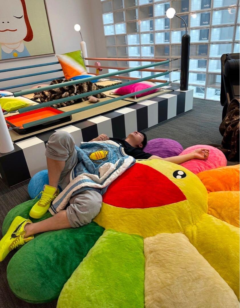 Takashi Murakami Pink Yellow Flower Cushion Pillow plush 2m 200cm