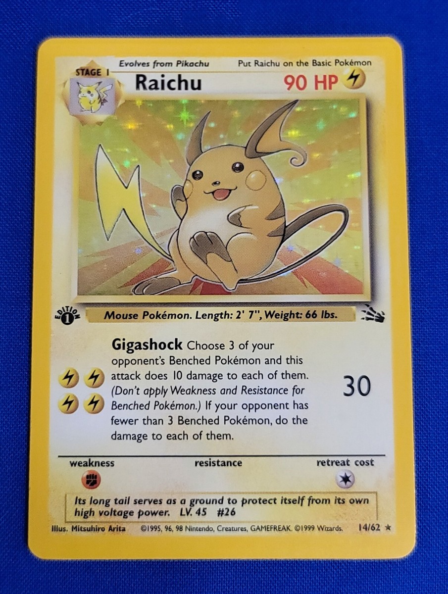 1999 Pokémon TCG Raichu Base Set 14/102 Holo 1st Edition Holo Rare