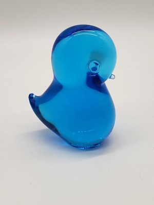 Blue Pippi Bird Swedish Art Glass by FM Konstglas Josef Marcolin M