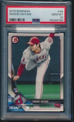 PSA 10 SHOHEI OHTANI/OTANI 2018 BOWMAN #49 LA ANGELS Rookie Card
