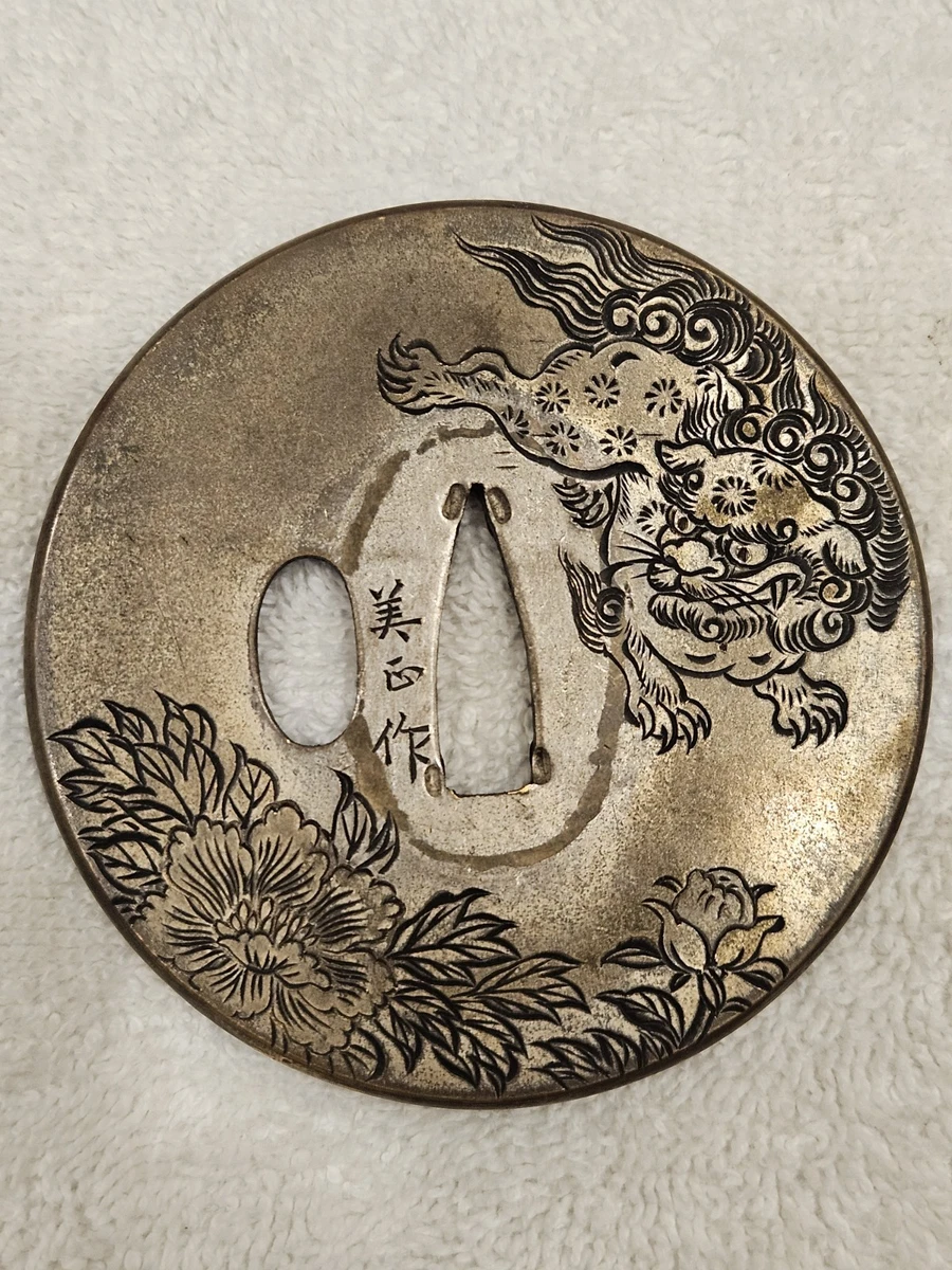 黄铜古董日本刀镡| eBay