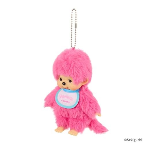 Sekiguchi] Monchichi COLORS Keychain Plush Toy Berry Pink From