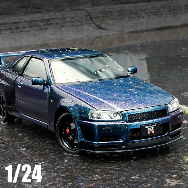 1:24 Nissan Skyline GTR-R34 Alloy Vehicle Model Toy Car Diecast