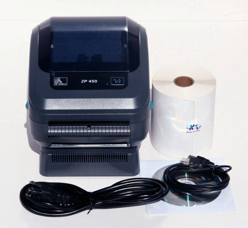 Zebra ZP450 Direct Thermal Shipping Label Printer Bundle Label