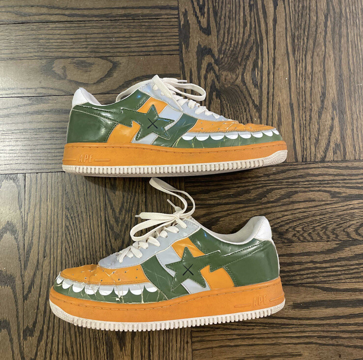 Bape x Kaws Bapesta Kaws Chompers Bape Orange/Green 2006 RARE | eBay