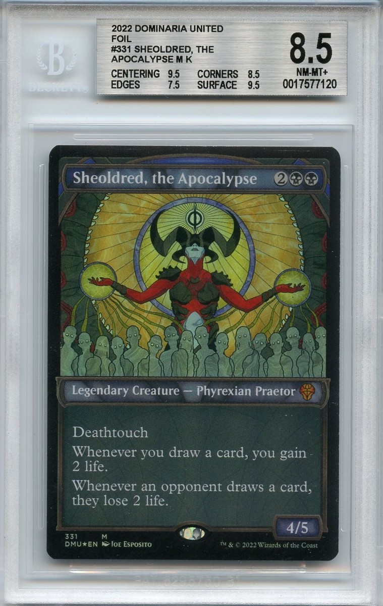 2022 MINT SHEOLDRED, THE APOCALYPSE Textured Foil BGS 8.5 B++ DMU