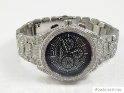 NEW Michael Kors Silver Glitz Pave Oversized Accelerator 2.0 Watch