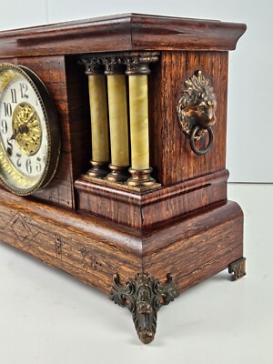 Antique 1880 SETH THOMAS Victorian Brown Adamantine Wood Grain