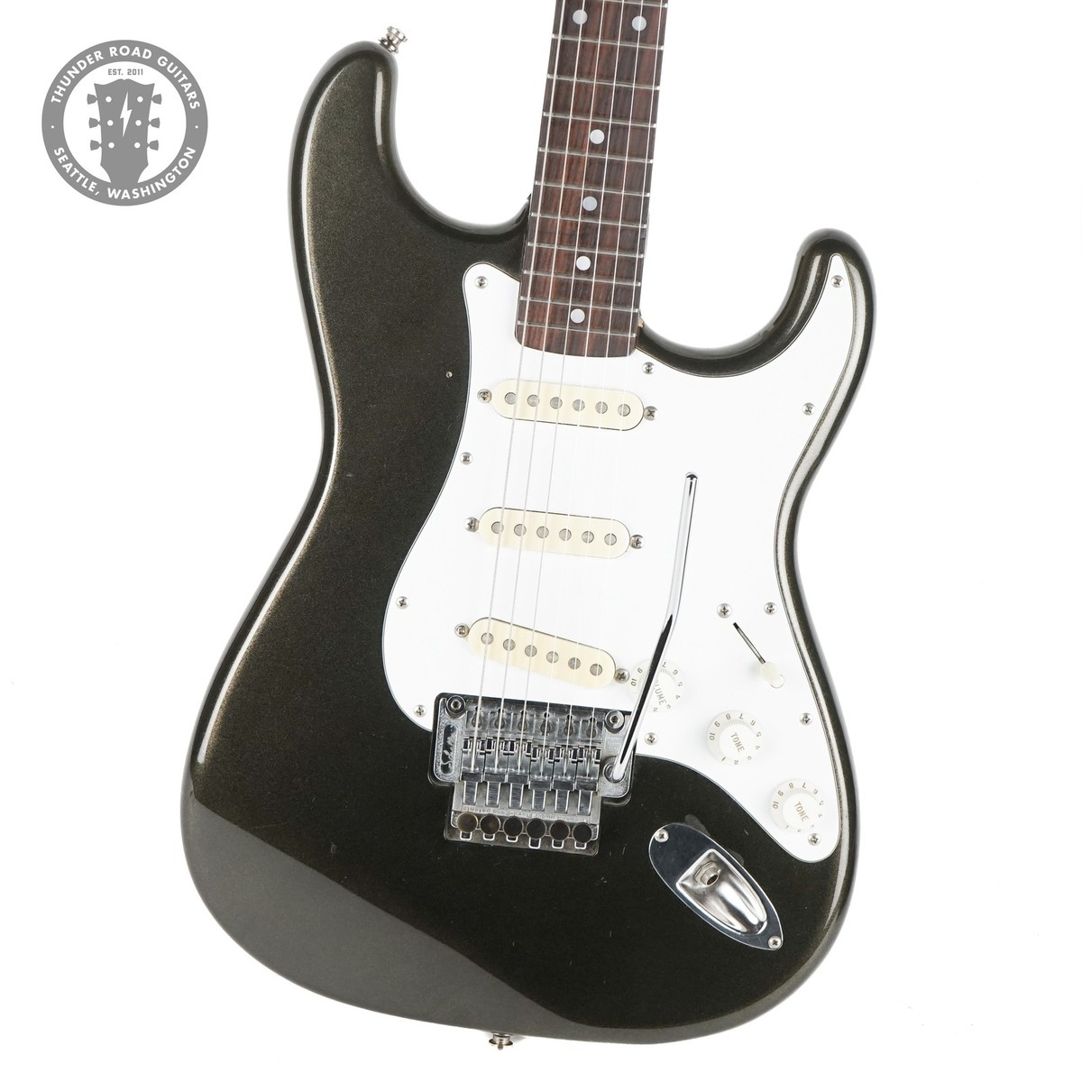1989 Fender MIJ Japan SSS Floyd Rose Stratocaster Dark Olive Green