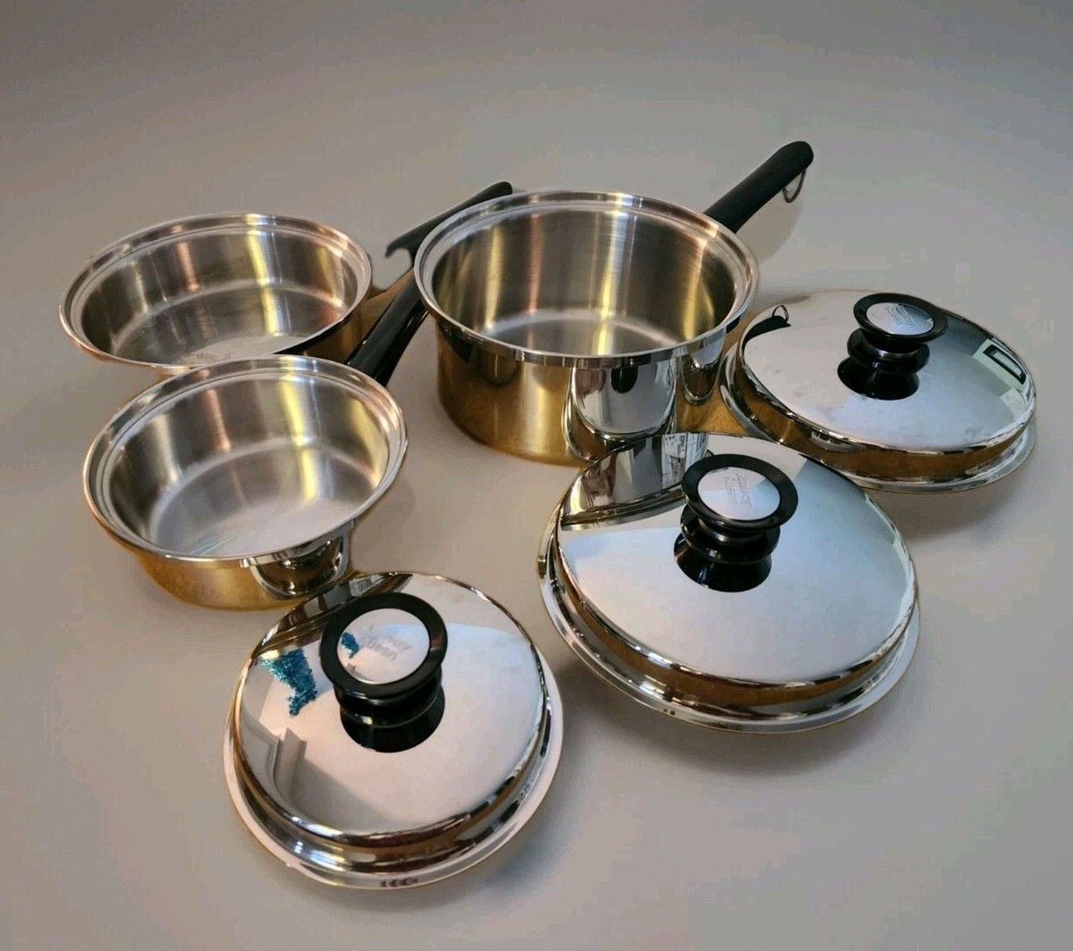 Amway Queen Cookware Set Of 6 pc Multi-Ply 18/8 Stainless Pans