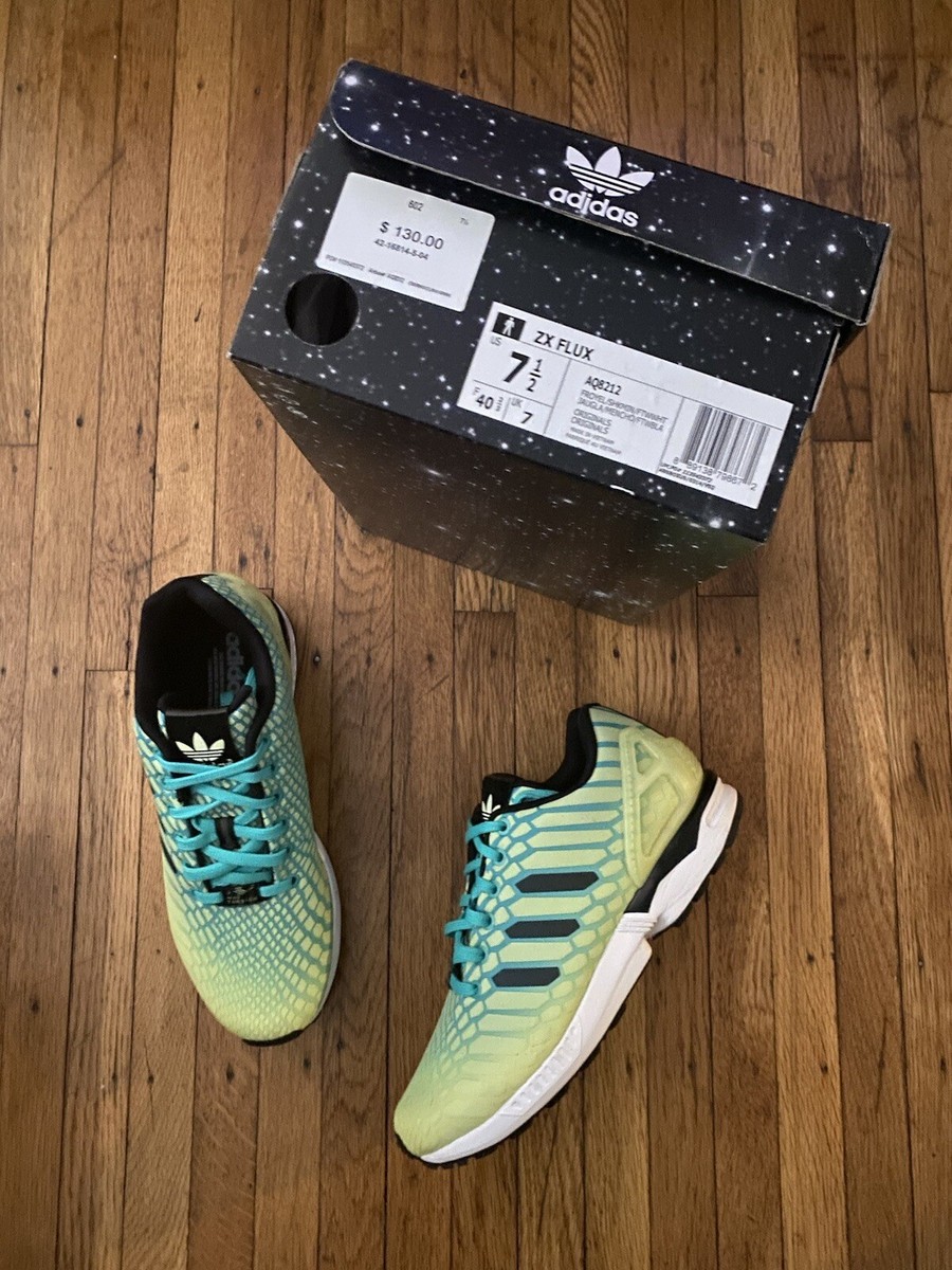 Adidas ZX Flux Xeno Frozen Yellow Glow in the Dark AQ8212 Size 7.5