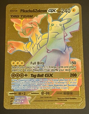 2019 Pokémon Pikachu & Zekrom GX 184/181 Tag Team Fan Art Gold