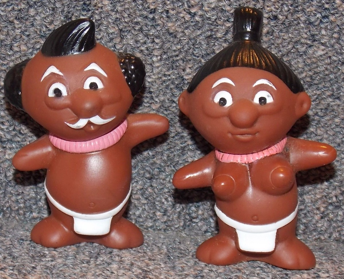 Vintage Trader Vics Hawaii Tiki Menehune Man & Woman Set Of Rubber