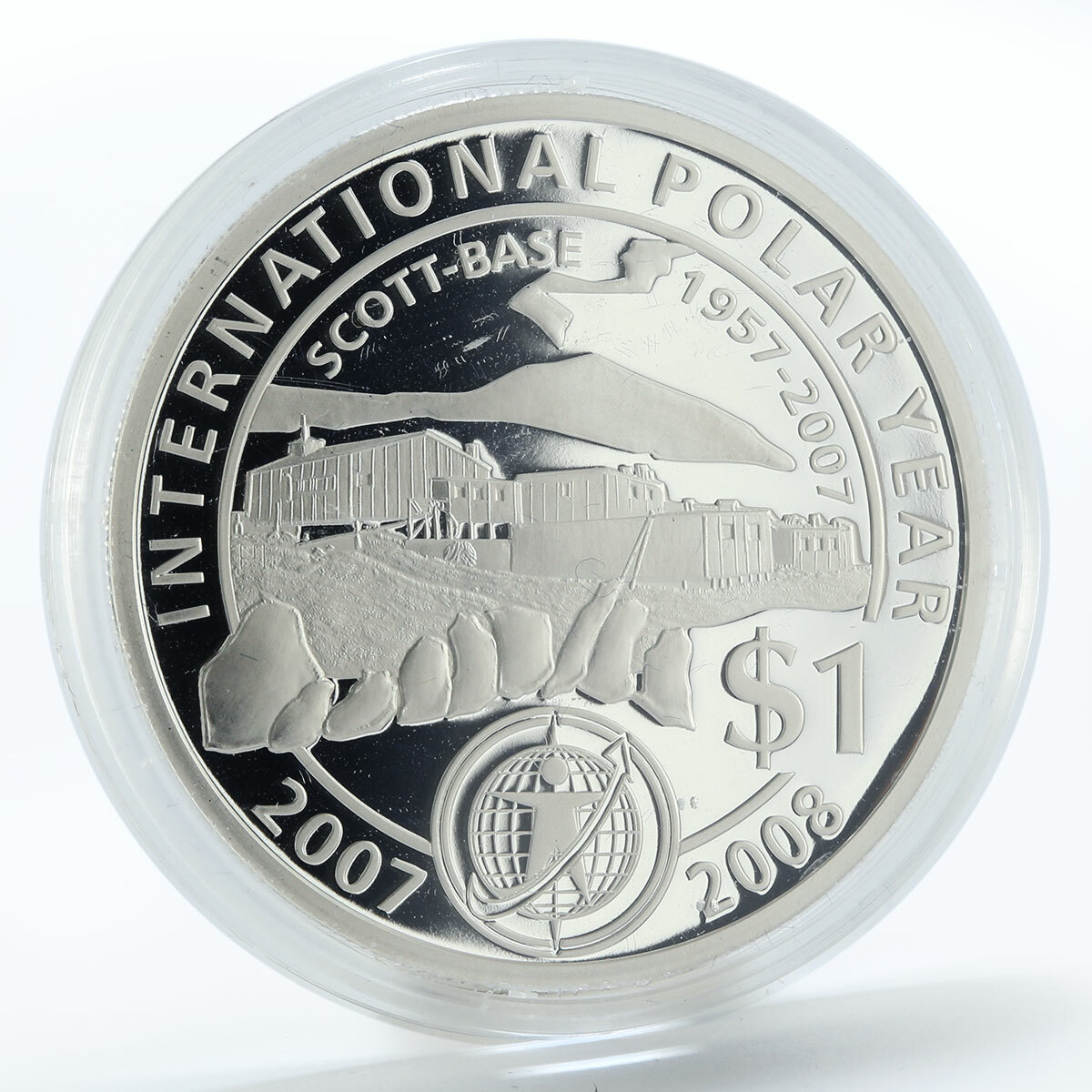 New Zealand 1 dollar Scott Base 1957-2007 proof silver coin 2007