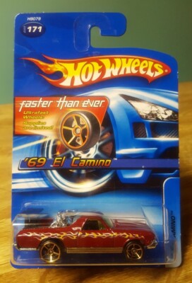 Hot Wheels '69 Chevy El Camino Red w Flames 1:64 Scale New Faster