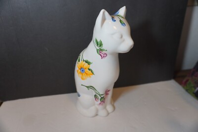 Tiffany & Co Sintra Cat Figurine White & Floral Porcelain - 1996