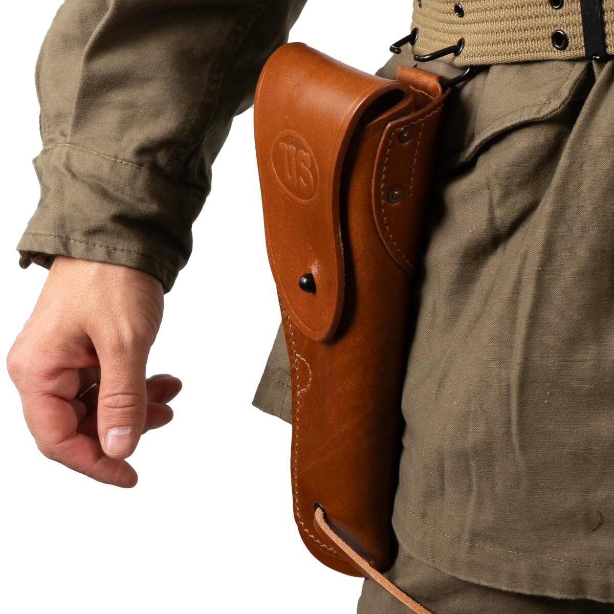 WW2 US M1916 Colt Pistol Holster - Light Brown Leather Military