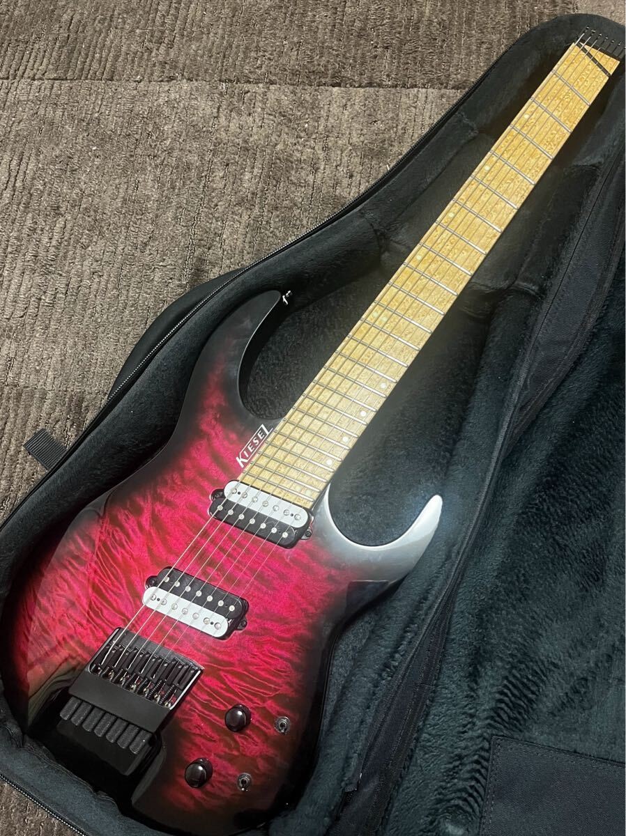Electric Guitar Kiesel CL7 Pink Burst Quilted Maple Headless 7