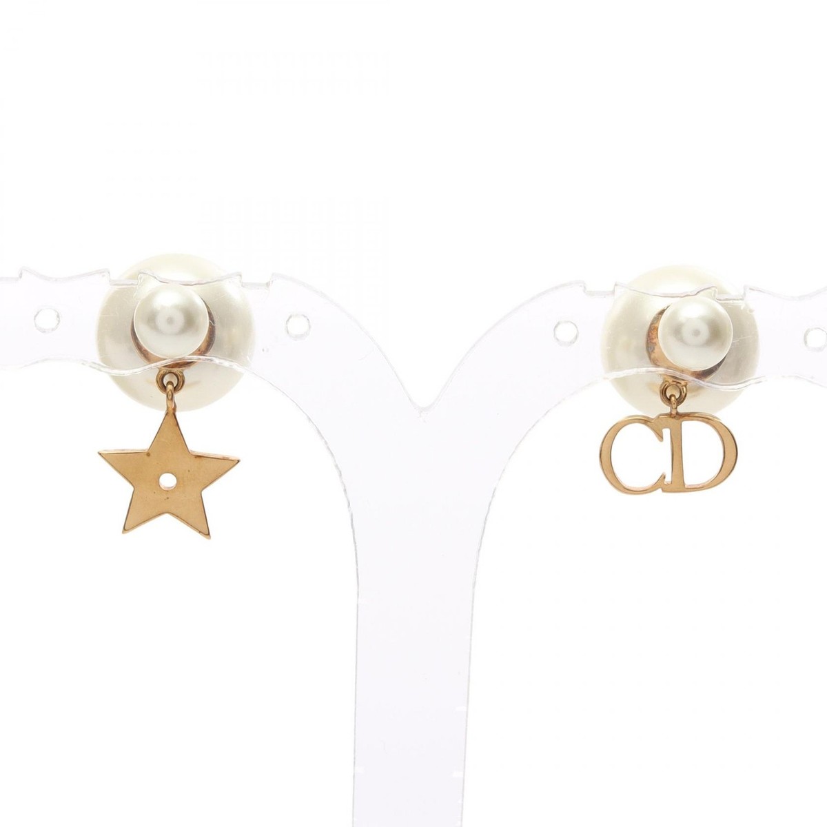 Christian Dior Tribal CD logo Pierced Earrings Gold Plated