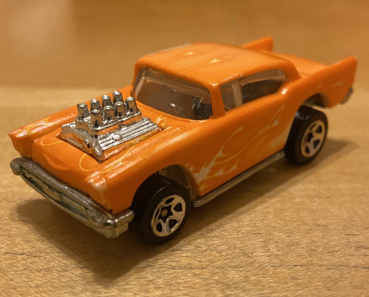 Vintage Rare Mattel 1976 Hot Wheels 1957 Chevy Fire Orange Flames