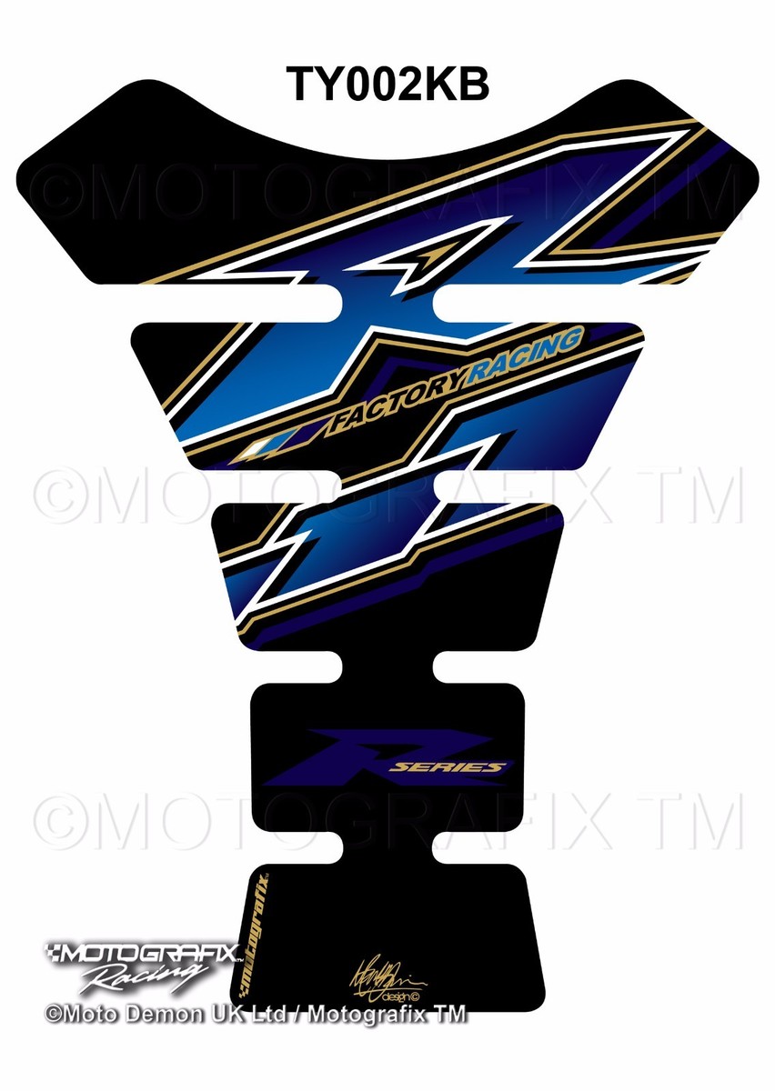 Yamaha YZF R1 / R6 Black Blue Motorcycle Tank Pad Motografix 3D