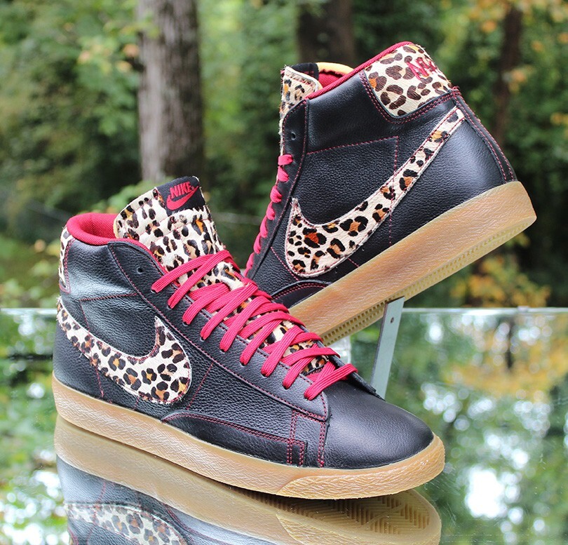 Nike Blazer Mid Safari Pack Leopard Men's Size 12 Black Red Custom