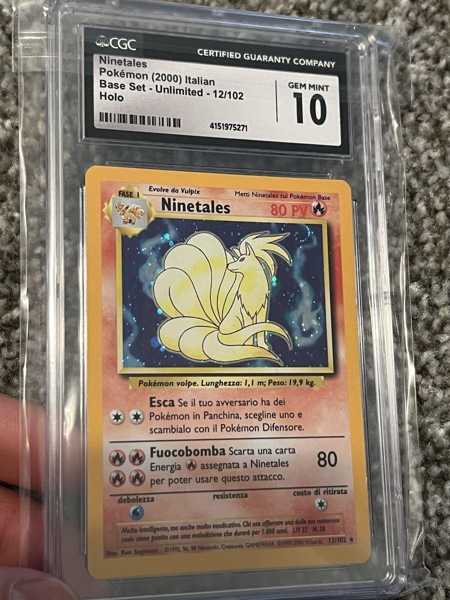 CGC 10 Base Set Italian Ninetales Holo 1999 2000 Pokemon Card PSA