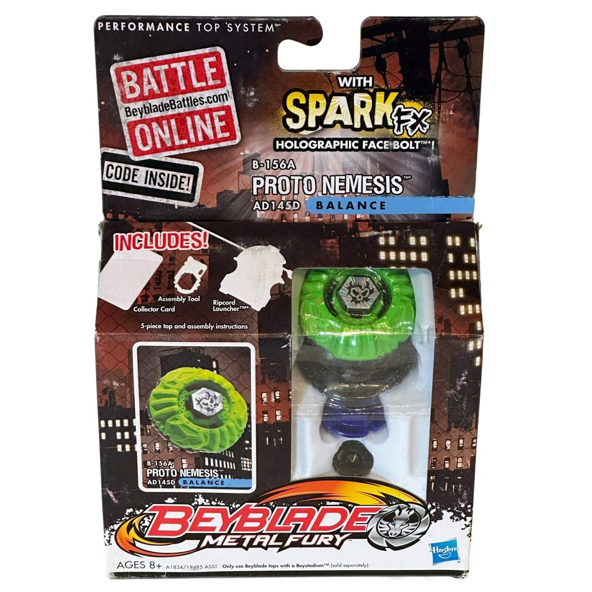 Hasbro Proto Nemesis Spark FX B-156 AD145D Beyblade Metal Fury | eBay