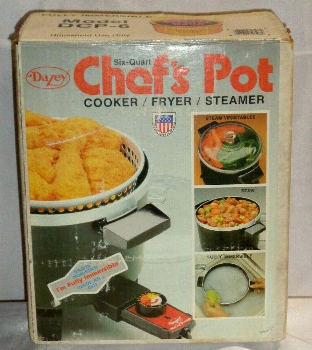 Vintage Dazey 6 qt Chef's Pot Deep Fryer Slow Cooker Model DCP-6