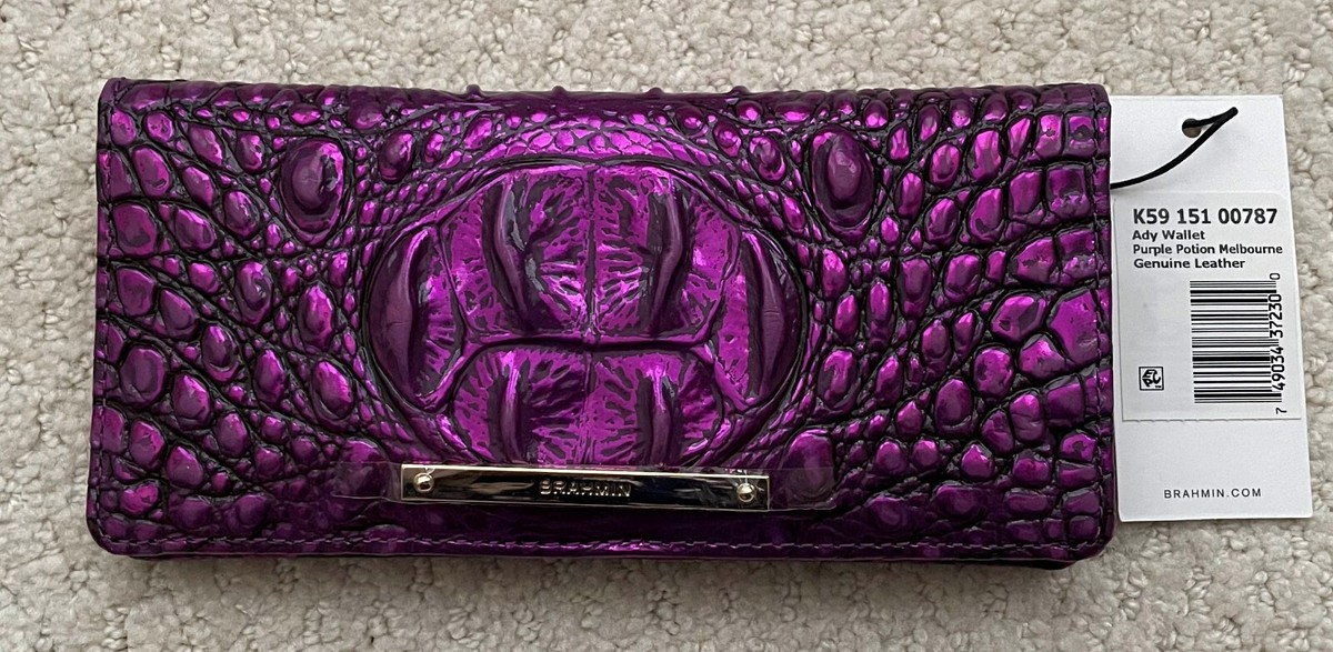 Brahmin Melbourne ADY Slim Bifold Lthr Wallet Clutch PURPLE POTION