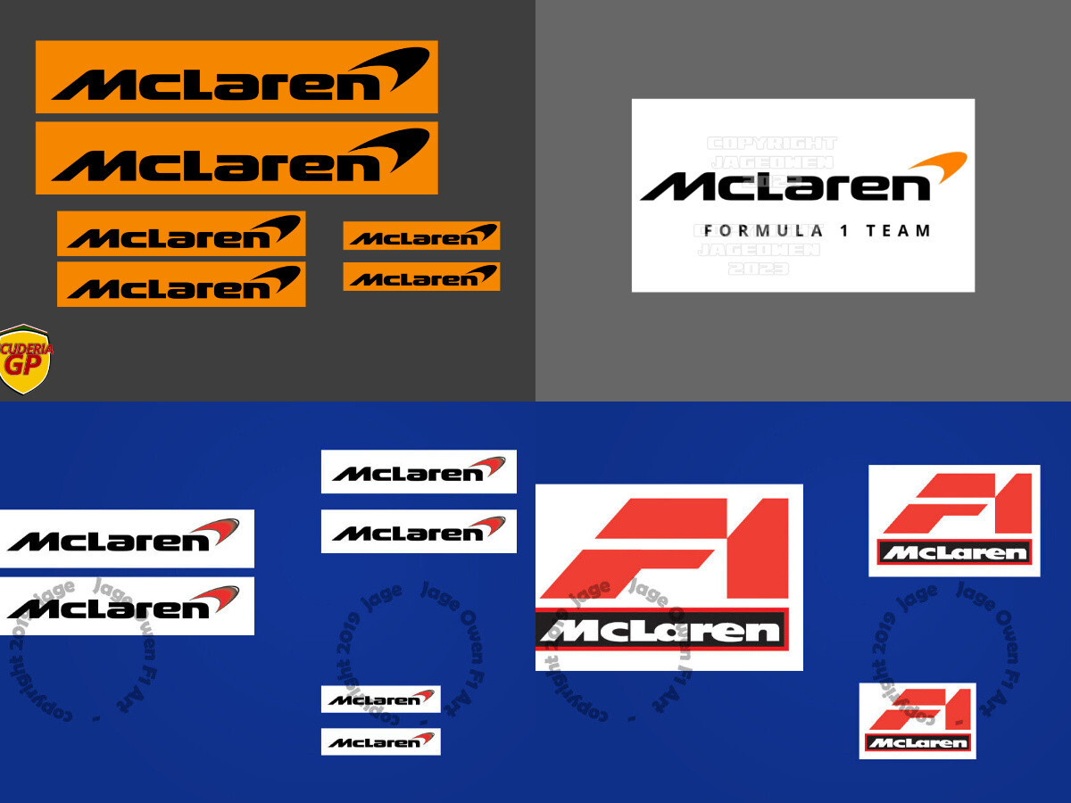 McLaren F1 Logo Stickers Vinyl Decals 1963-2026 Lando Norris