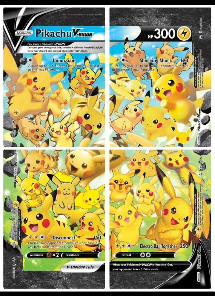 Pikachu V-Union Special Celebrations Ultra Rare Promo 4 Pokemon