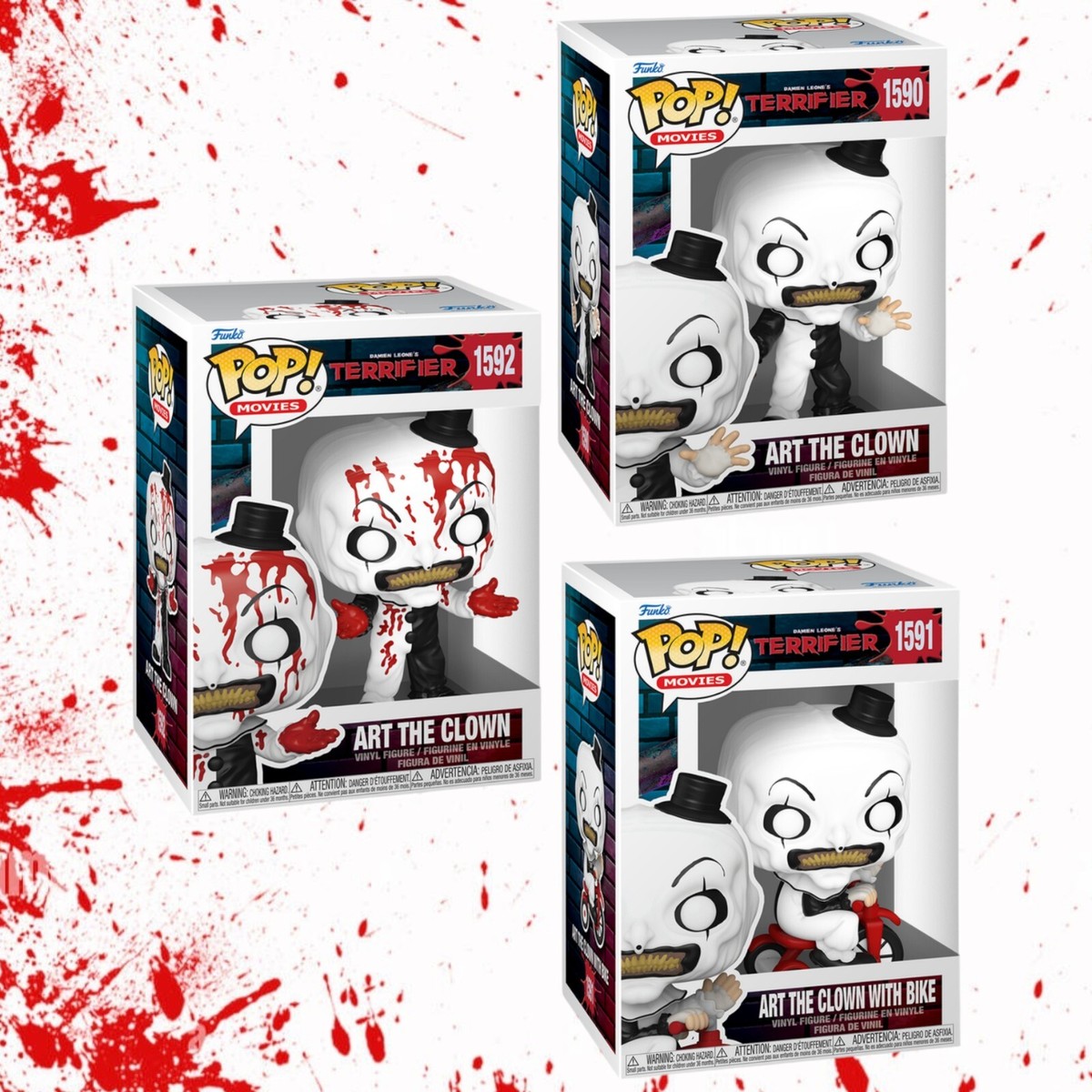 TERRIFIER Art The Clown Funko Pop! (2024) 3pc Vinyl Figure Set