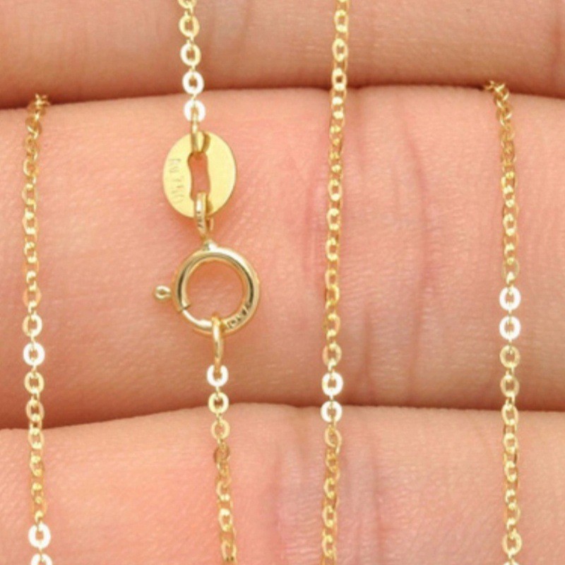 Stamped AU750 Real 18K Gold Necklace O Link Chain Fine Jewelry 18